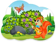 Стенд Белочка под кустом, резной, арт. ДС-1565