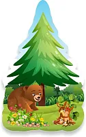 Стенд Мишка под елкой, резной, арт. ДС-1558