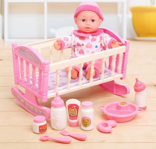 Игровой набор Пупс с кроваткой и аксессуарами Игровой набор Пупс с кроваткой и аксессуарами