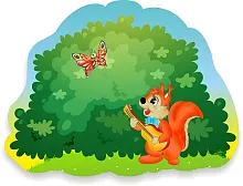 Стенд Белочка под кустом 0.8х0.6, резной, арт. ДС-1564