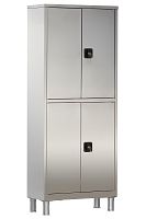 Шкаф медицинский из нерж. стали двухсекционный, двустворчатый