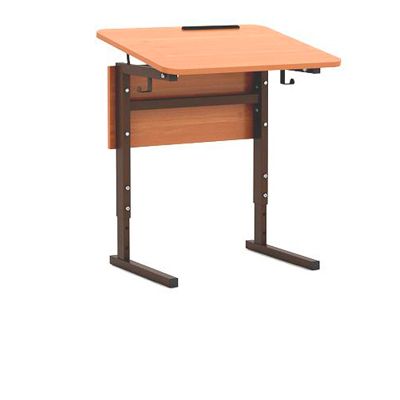 Стол ученический 1-местный с регулируемой столешницей и каркасом, с закругленными углами Стол ученический 1-местный с регулируемой столешницей и каркасом, с закругленными углами