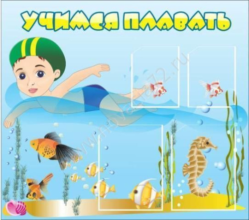 Стенд Учимся плавать, 0,8х0,9м Стенд Учимся плавать, 0,8х0,9м