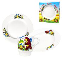 НАБОР ПОСУДЫ 3 ПР.ВЕСЕЛЫЙ КОЛОБОК И.У(Т.200 ММ МЕЛ,Т.ГЛУБ.200 ММ,КРУЖКА 210 МЛ РУССКОЕ ПОЛЕ)